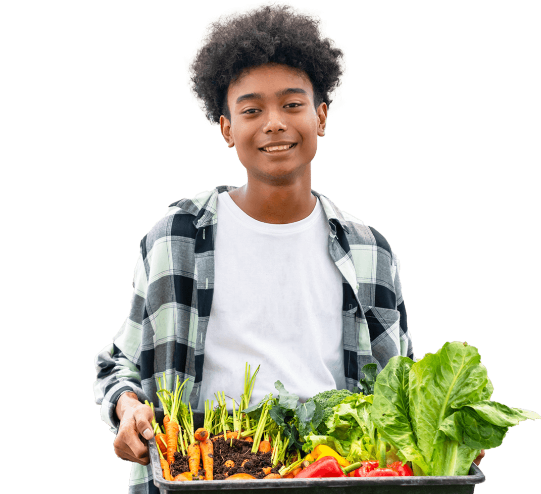 boy with veg
