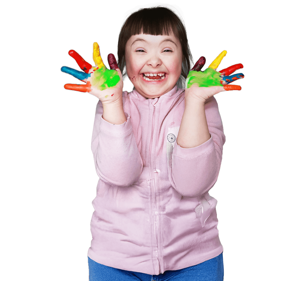 girl with paint on hands