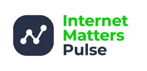An image of the log for Internet Matters Pulse, A navy square with white lines and dots