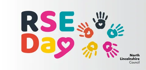Text reading RSE Day with 5 handprints in a circle with love hearts in the middle of each hand