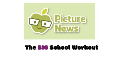 An image of a logo for Picture News with the text 'The Big School Workout'.